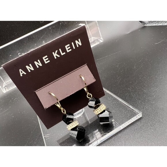 Anne Klein Black Facet Earrings - Picture 2 of 3